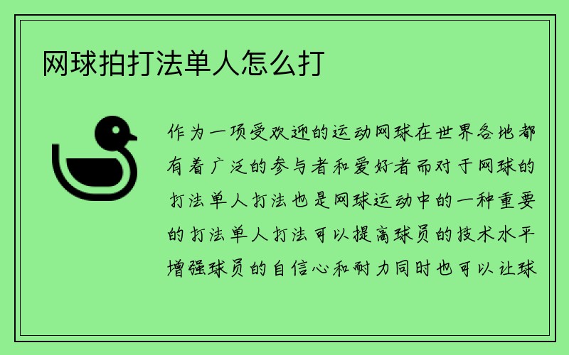 网球拍打法单人怎么打