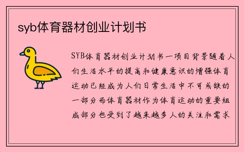 syb体育器材创业计划书