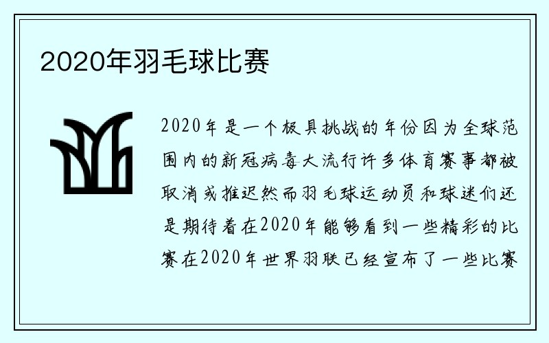 2020年羽毛球比赛