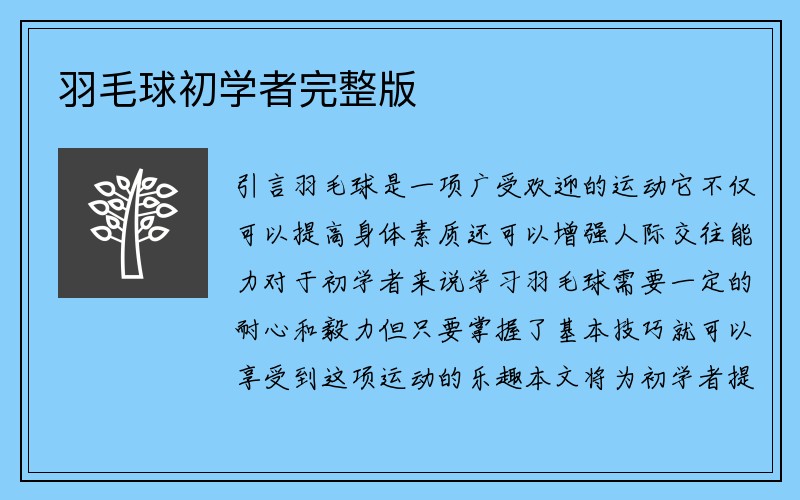 羽毛球初学者完整版