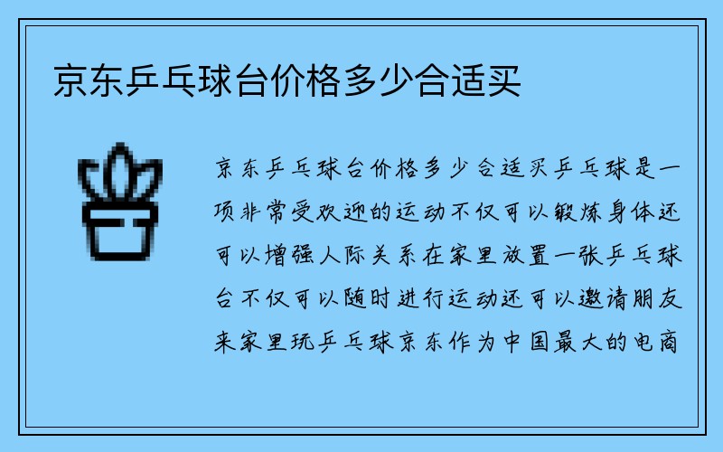 京东乒乓球台价格多少合适买