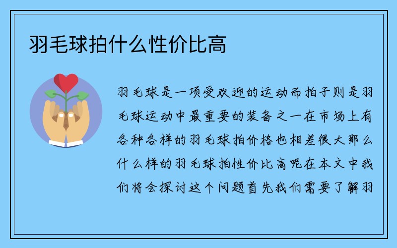 羽毛球拍什么性价比高