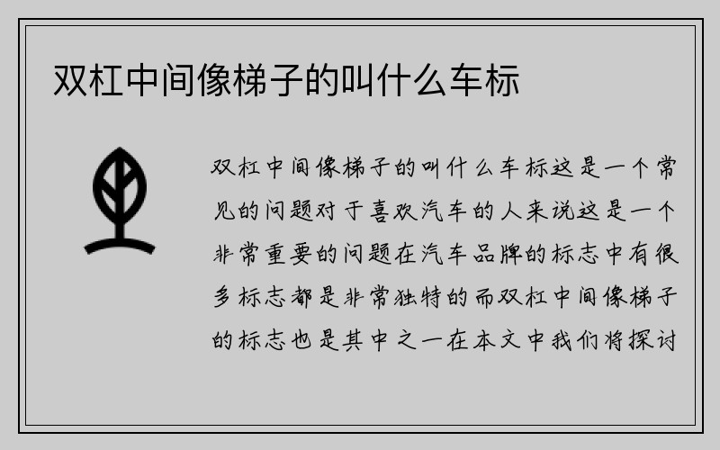 双杠中间像梯子的叫什么车标